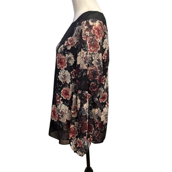 Zac & Racheal long sleeve Sheer Floral Top Medium - Picture 4 of 5